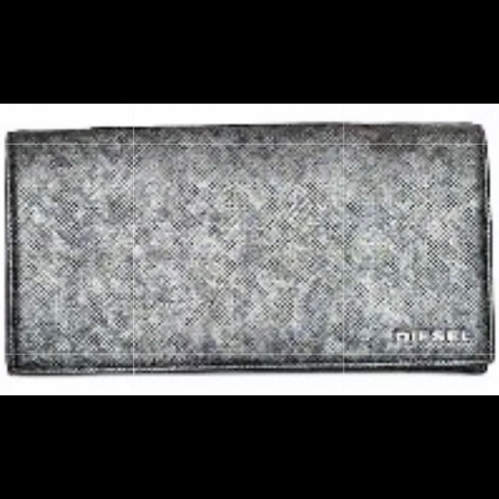 Diesel Gray silver leather Large long Wallet
